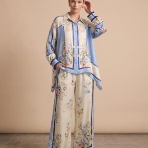 model wearing floral silk suit 202607271558